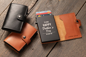 Engraved Brown Leather Card Holder Wallet