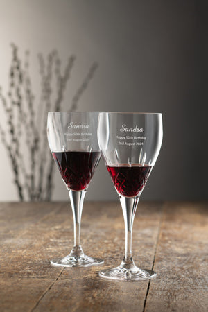 Engraved Longford Red Glass Pair
