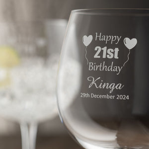 Engraved Elegance Gin & Tonic Glass Pair