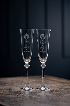 Claddagh - Love Loyalty Friendship Liberty Flute Pair