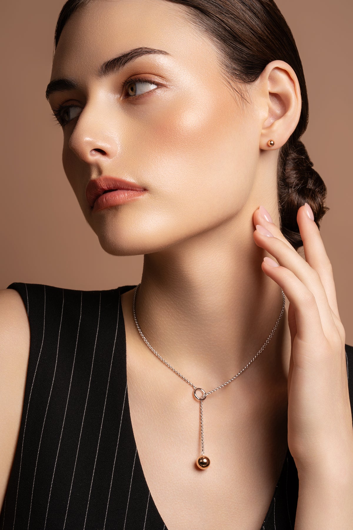 Balance Sterling Silver & Rose Gold Loop Through Necklace
