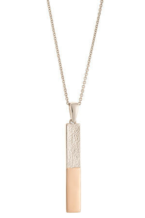 Dual Tone Bar Sterling Silver & Rose Gold Pendant
