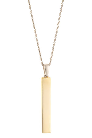 Plain Bar Sterling Silver & Gold Pendant