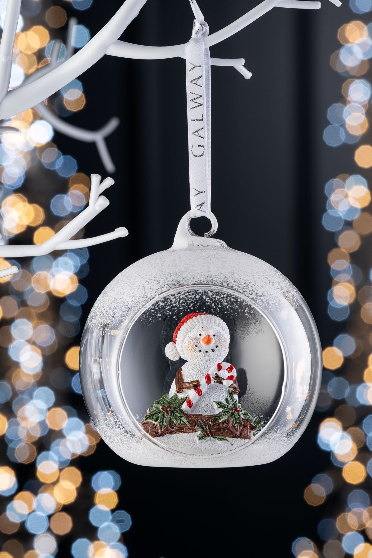 Candycane Snowman Hanging Bauble