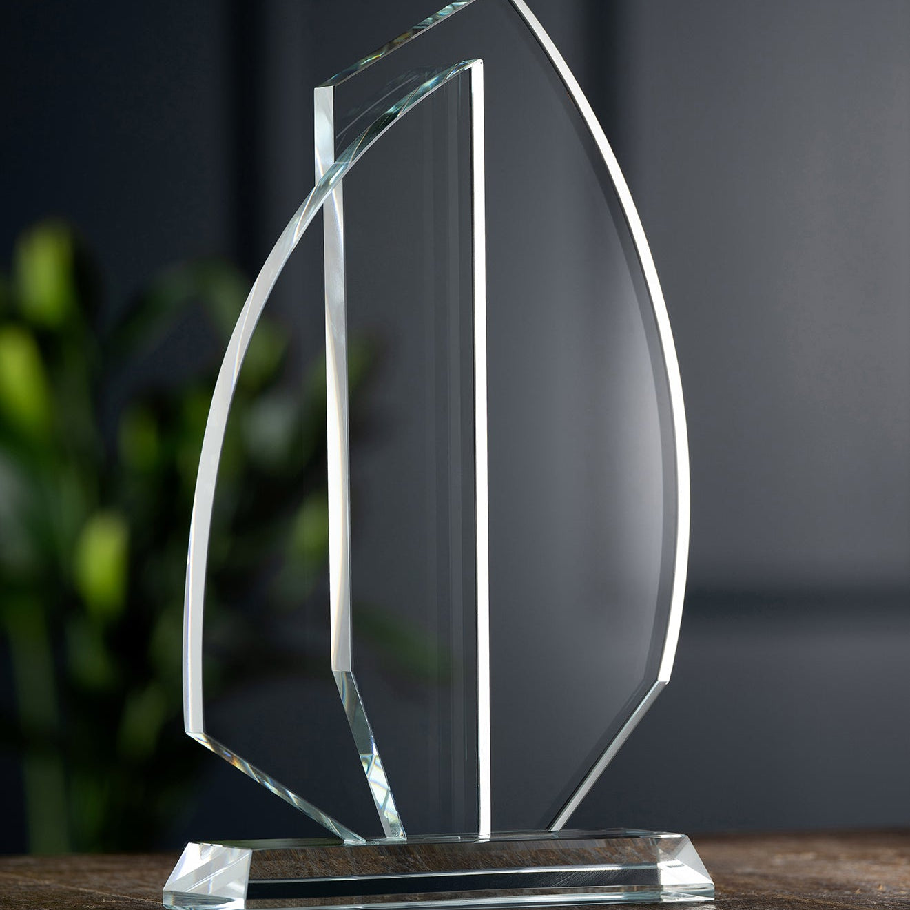 Sail Crystal Trophy Engraved