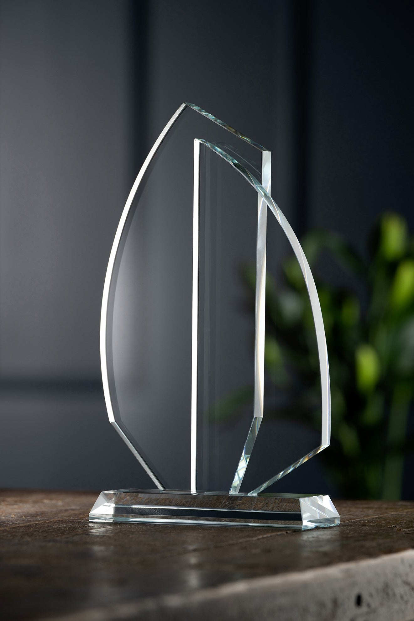 Sail Crystal Trophy Engraved
