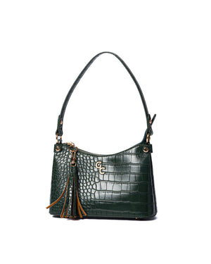 Mini Shoulder Bag Forest Green Croc Detail