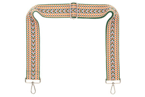Orange Green Lilac Chevron Camera Strap - Silver hardware