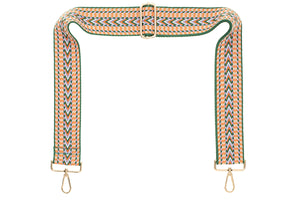 Orange Green Lilac Chevron Camera Strap -Gold hardware