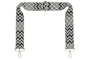 Black & White Chevron Camera Strap - Silver hardware