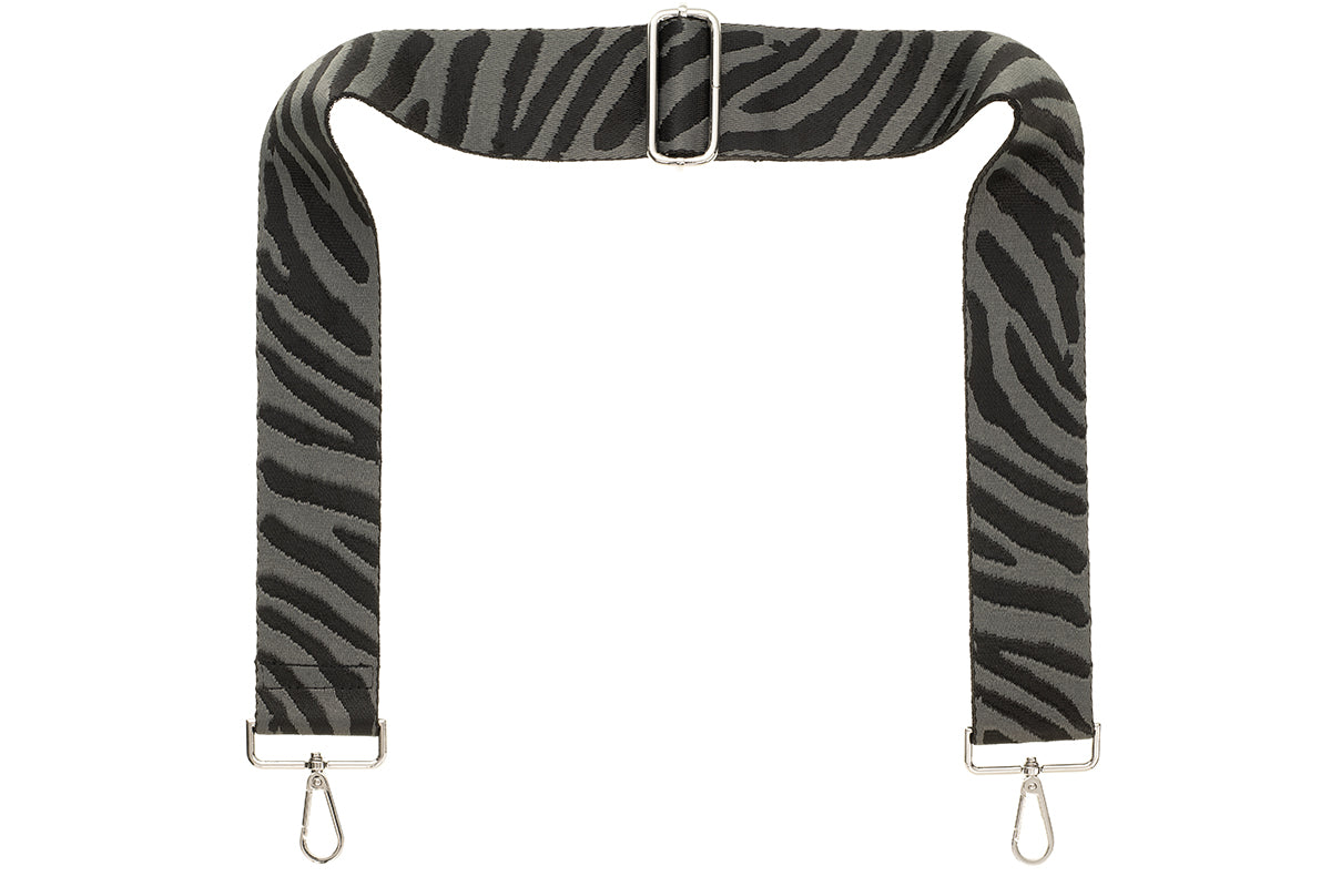 Black & Grey Zebra Camera Strap - Silver hardware