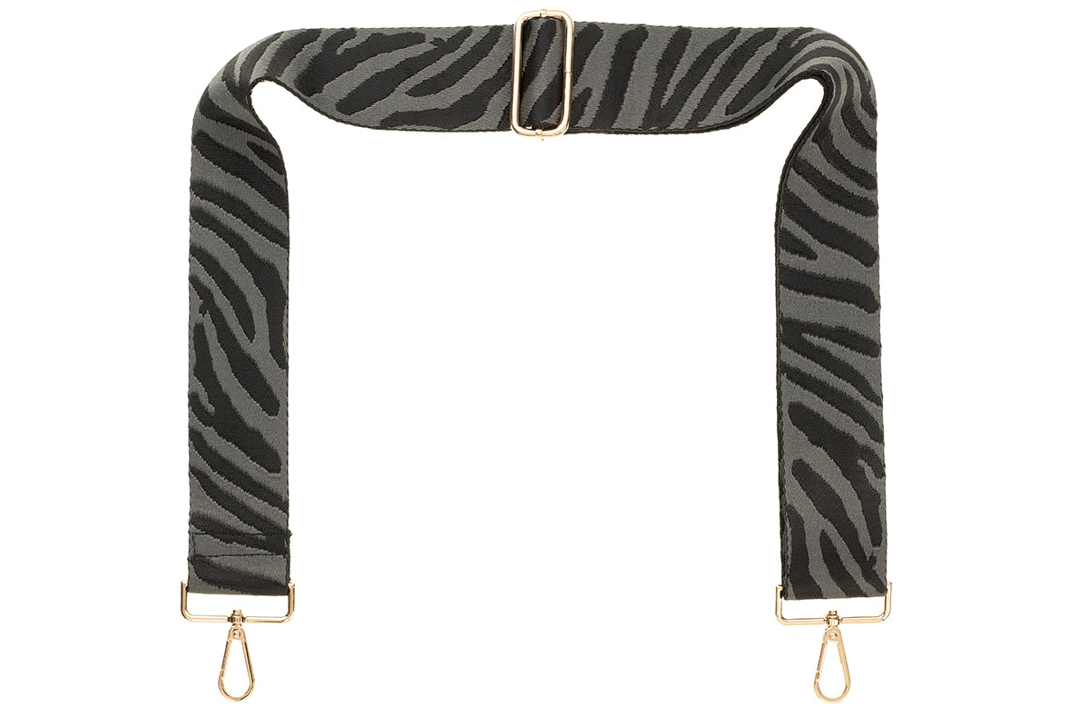 Black & Grey Zebra Camera Strap - Gold hardware