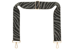 Black & Grey Zebra Camera Strap - Gold hardware