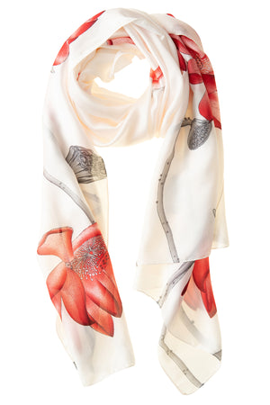 Red Lillies Polyester Scarf