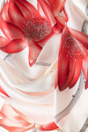 Red Lillies Polyester Scarf