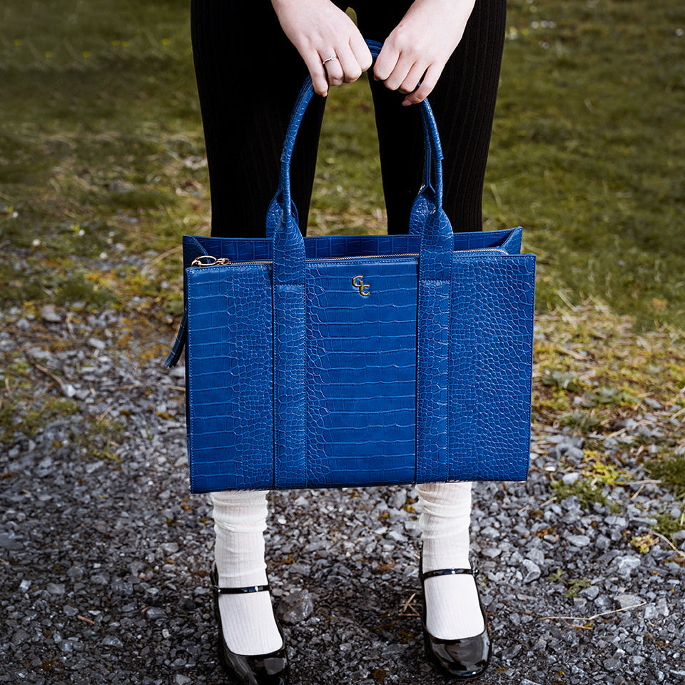 XL Tote Atlantic Blue Croc Detail