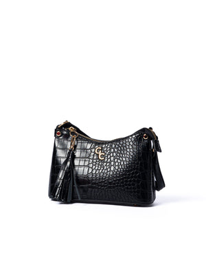 Mini Shoulder Bag Black Croc Detail