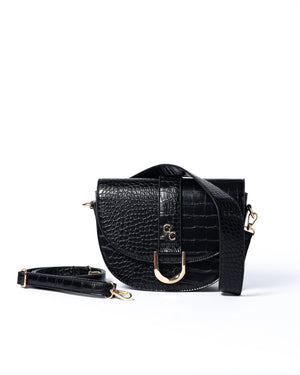 Saddle Bag Black Croc Detail