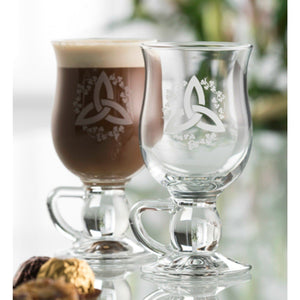 Trinity Knot Shamrock Latte Pair - Galway Irish Crystal