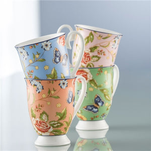 AYNSLEY COTTAGE GARDEN FOOTED MUGS SET OF 4