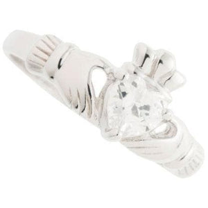 Crystal Claddagh Sterling Silver Ring - Galway Irish Crystal