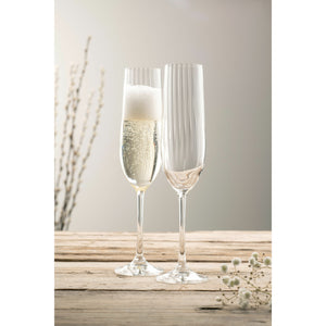 Engraved Erne Champagne Flute Glass Pair - Galway Irish Crystal