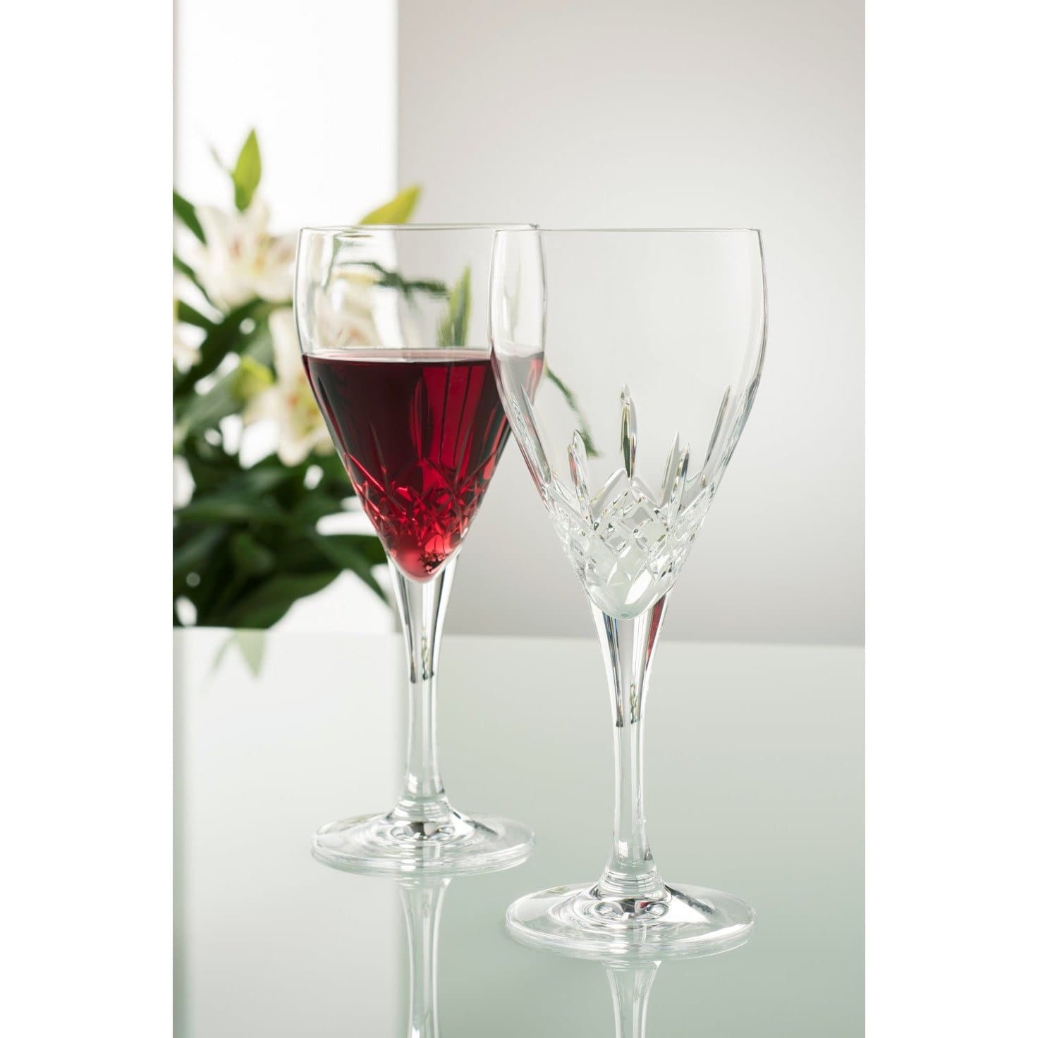 Engraved NEW Longford Red Glass Pair - Galway Irish Crystal