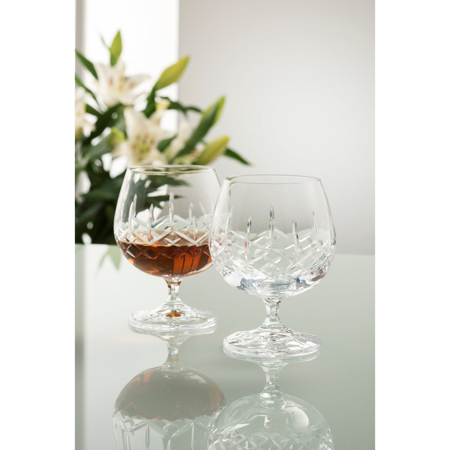 Engraved Longford Brandy Glass Pair - Galway Irish Crystal