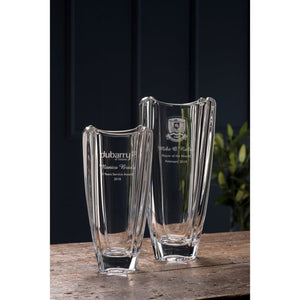 Engraved Dune 12" Square Vase - Galway Irish Crystal
