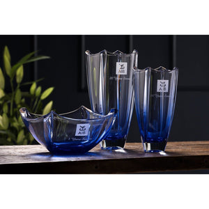 Engraved Sapphire Dune 12" Square Vase - Galway Irish Crystal