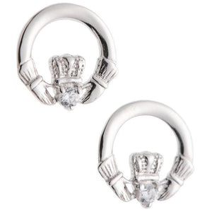 Crystal Claddagh Sterling Silver Earrings - Galway Irish Crystal