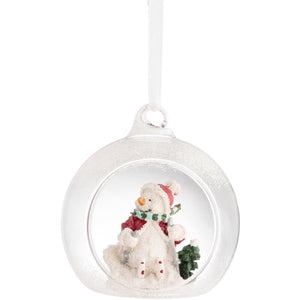 Skiing Snowman Hanging Ornament - Galway Irish Crystal