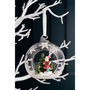 Santa & Tree Hanging Bauble - Galway Irish Crystal