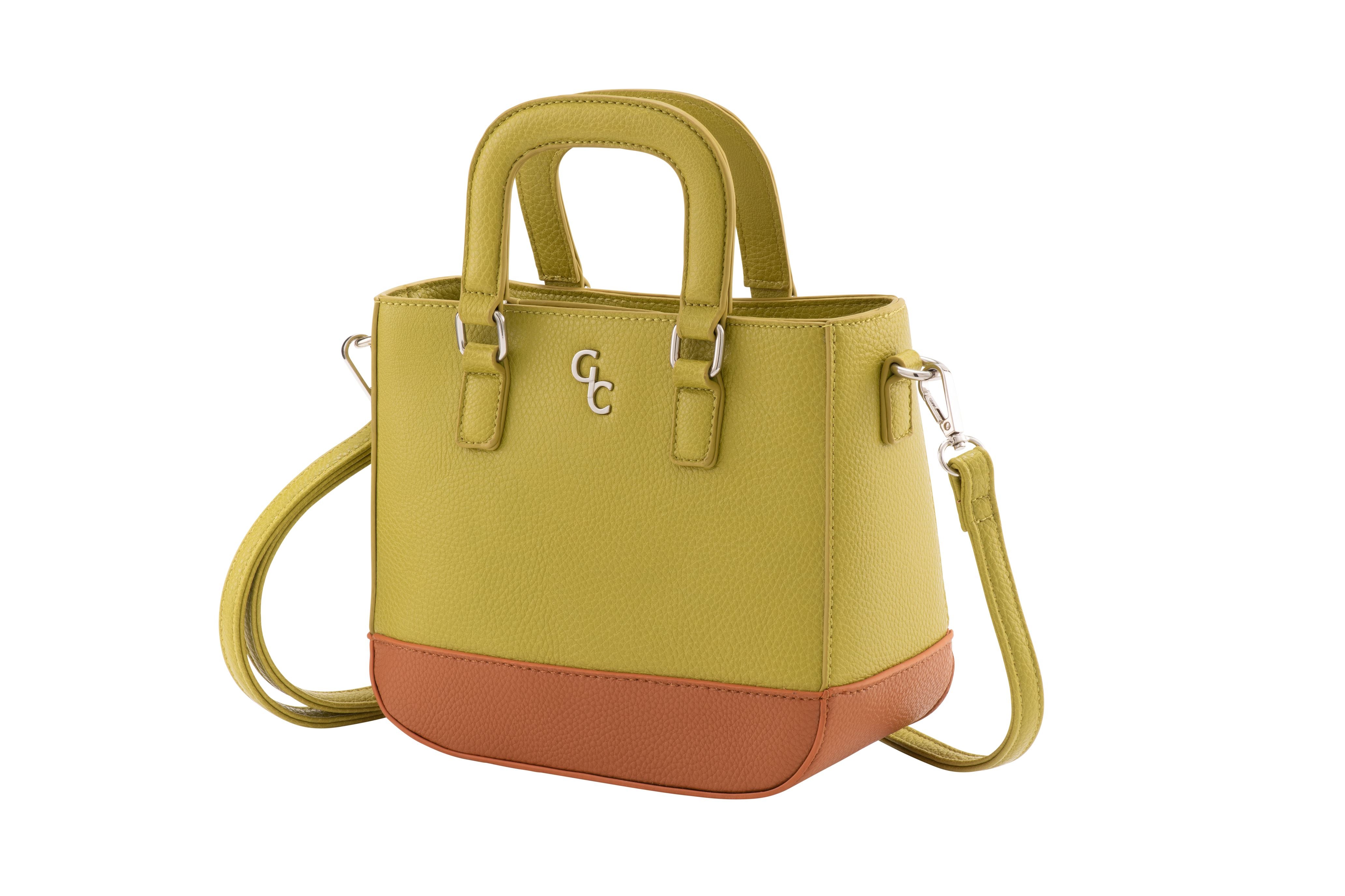 Two Tone Shoulder Bag - Lime & Tan