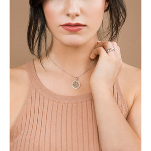 Trinity Knots & Shamrocks Rose Gold & Silver Pendant - Galway Irish Crystal