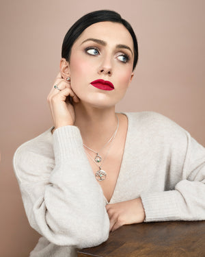 Tree Of Life Green Crystal Sterling Silver Pendant