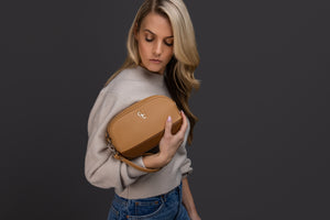 Two Tone Cross Body Bag - Tan & Brown - Galway Irish Crystal