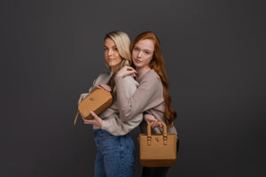 Two Tone Shoulder Bag - Tan & Brown - Galway Irish Crystal