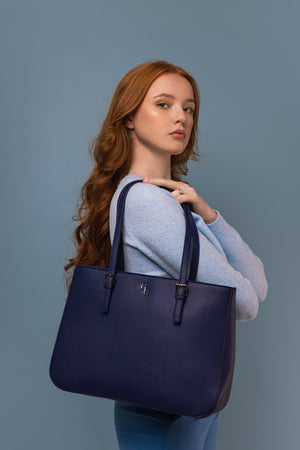 large navy tote bag galway crystal