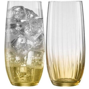 Erne Hiball Glass Pair Amber - Galway Irish Crystal