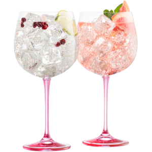 Engraved Gin & Tonic Glass Pair - Pink - Galway Irish Crystal