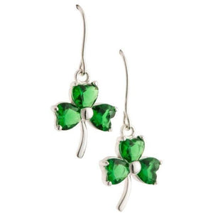 Shamrock Green Crystal Sterling Silver Earrings - Galway Irish Crystal