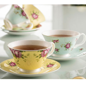 Aynsley Archive Rose Teacups & Saucer Set of 4