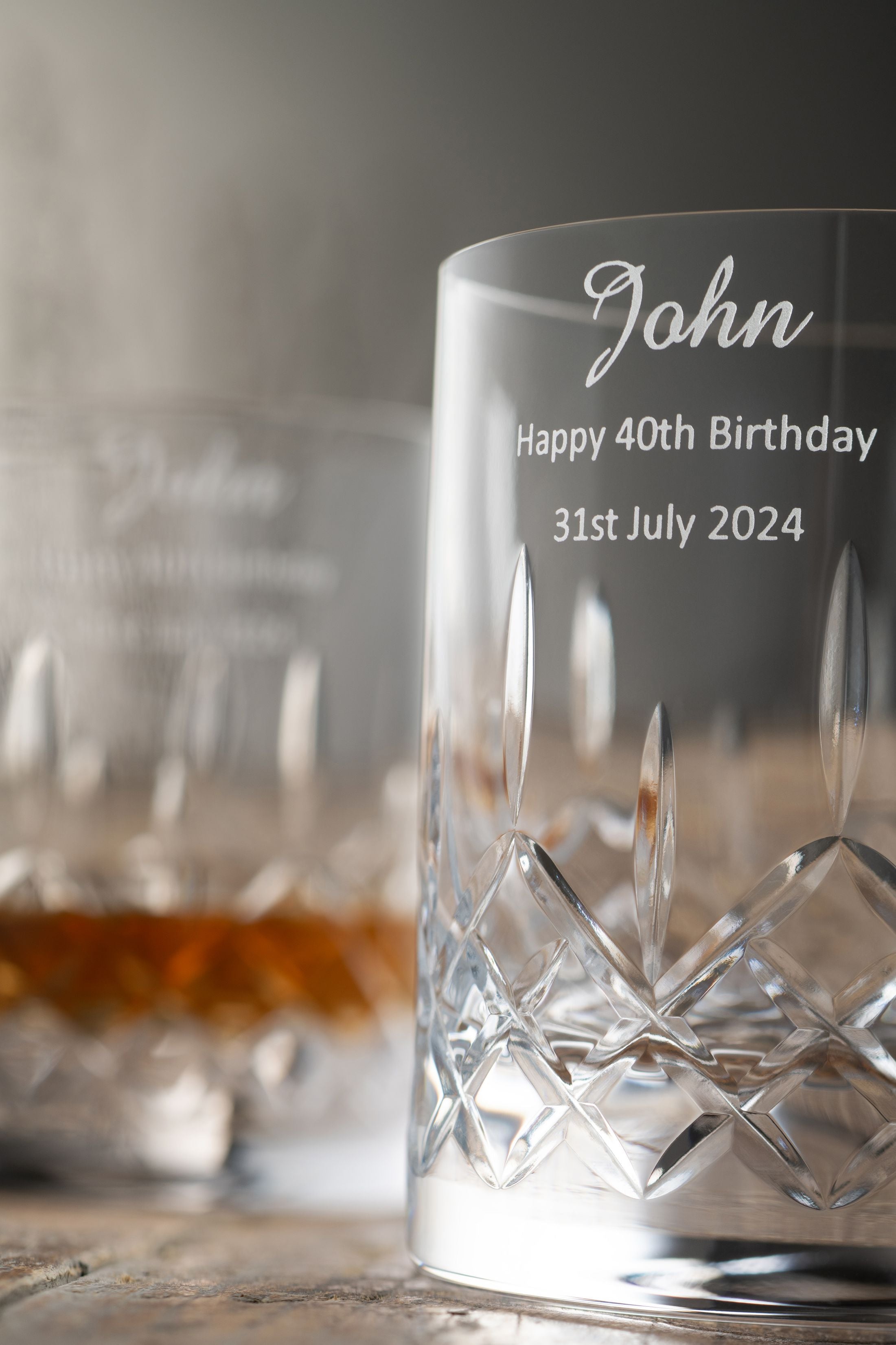Engraved Longford Whiskey Glass Pair