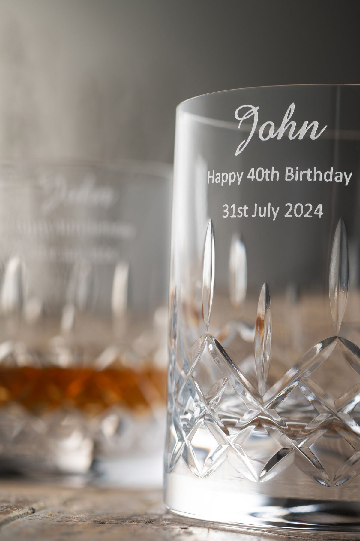 Engraved Longford Whiskey Glass Pair