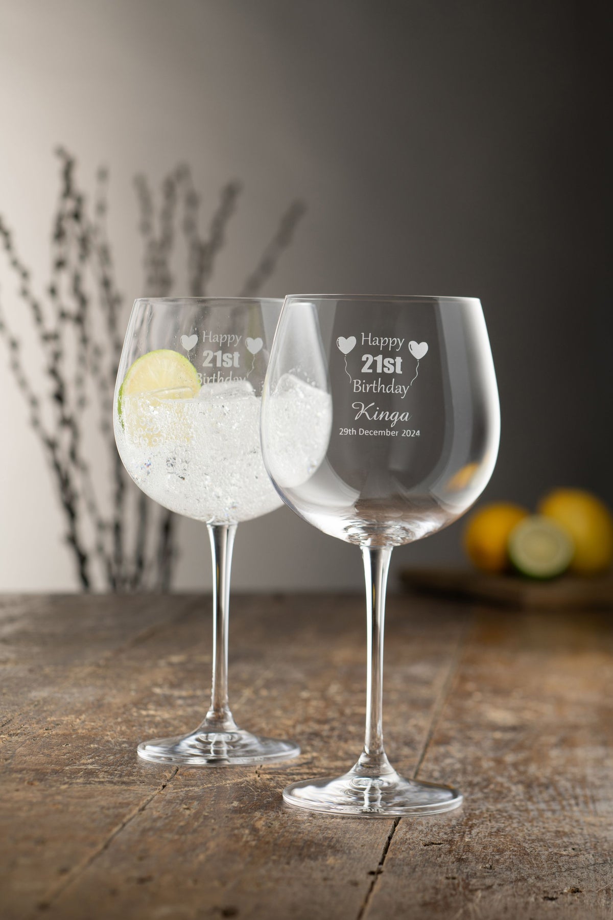 Engraved Elegance Gin & Tonic Glass Pair