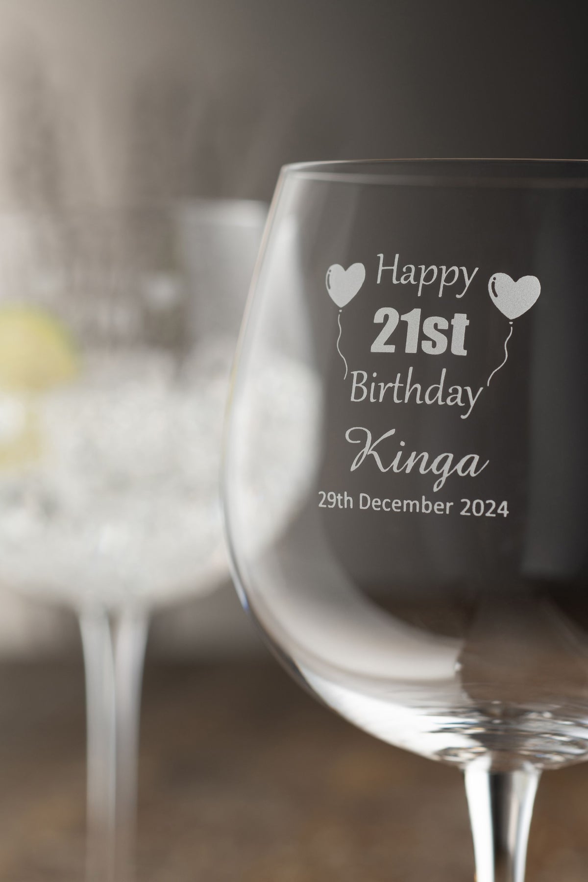 Engraved Elegance Gin & Tonic Glass Pair