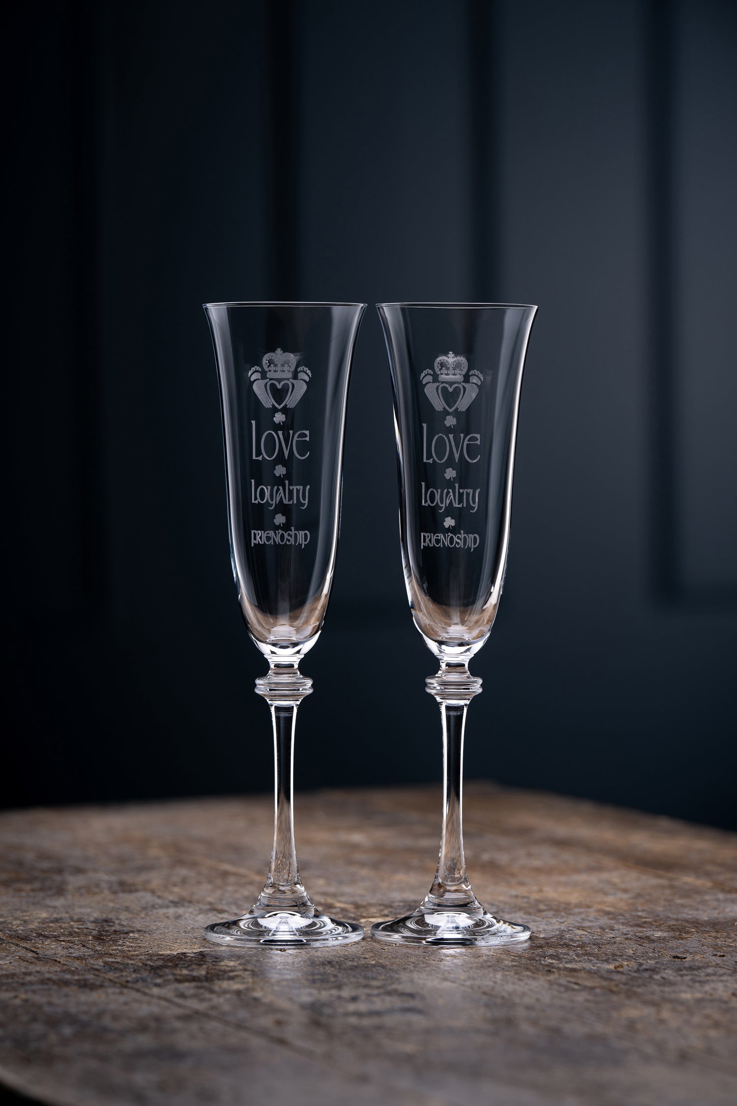 Claddagh - Love Loyalty Friendship Liberty Flute Pair