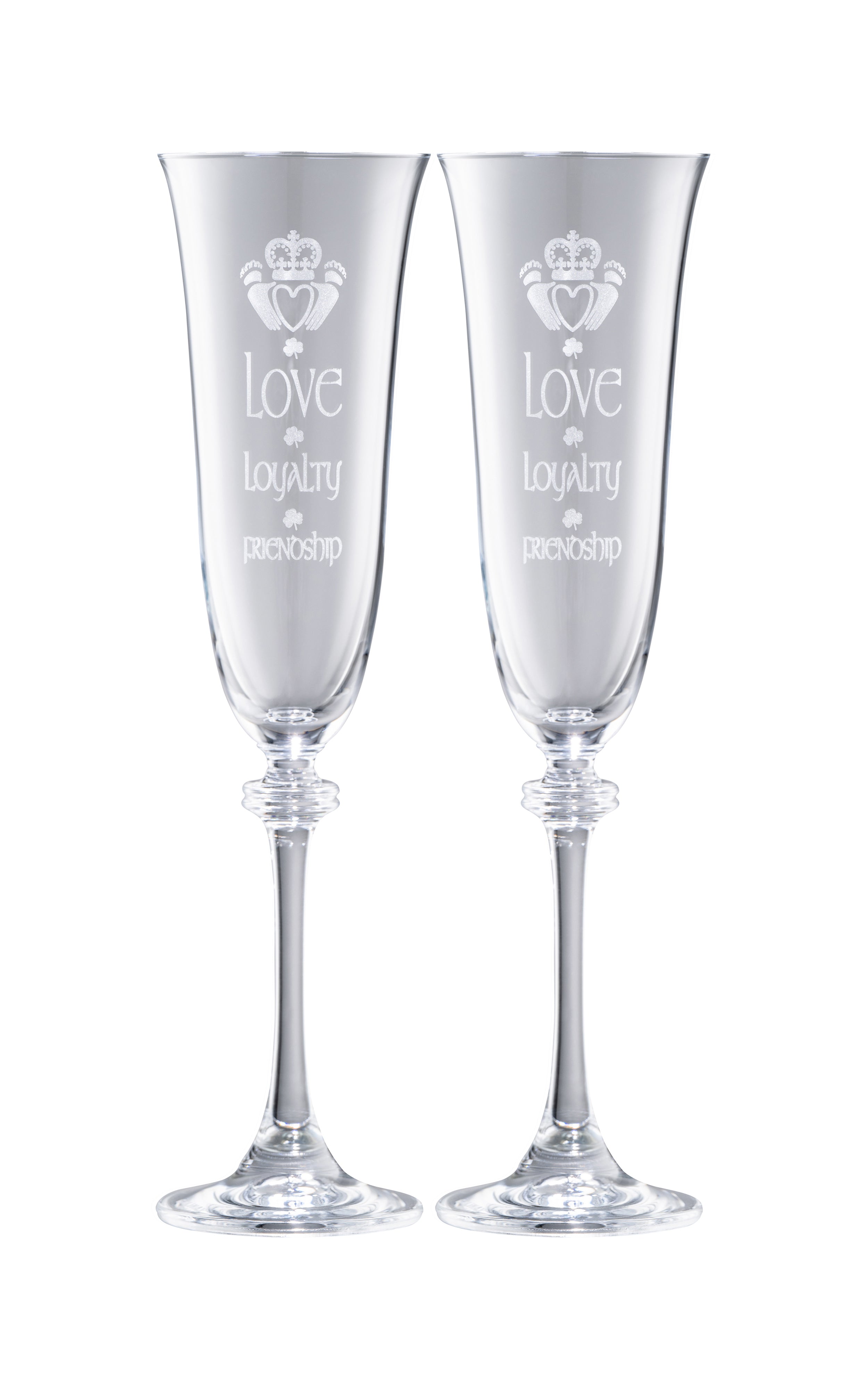 Claddagh - Love Loyalty Friendship Liberty Flute Pair