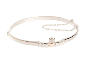 Claddagh Silver & Rose Gold Bangle